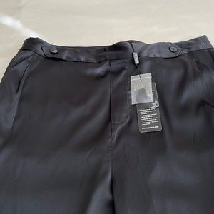 Lilysilk 100% Charmeuse Silk Ankle Pants, 35” Long, Size Large, Black, NWT